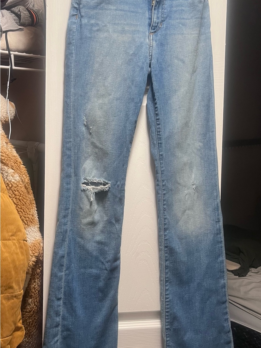 Joe's Jeans Light Blue Flare Jeans with Knee Distress